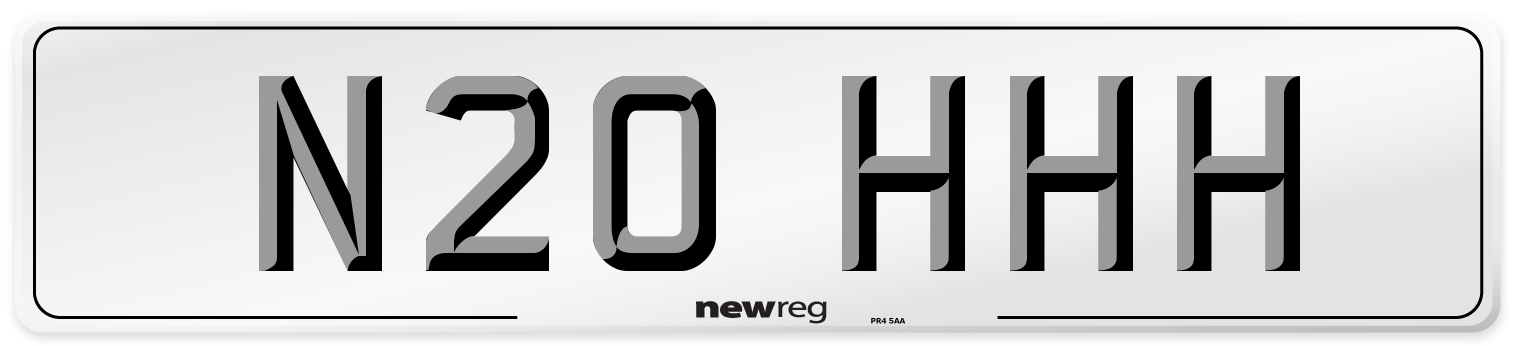N20 HHH Number Plate from New Reg